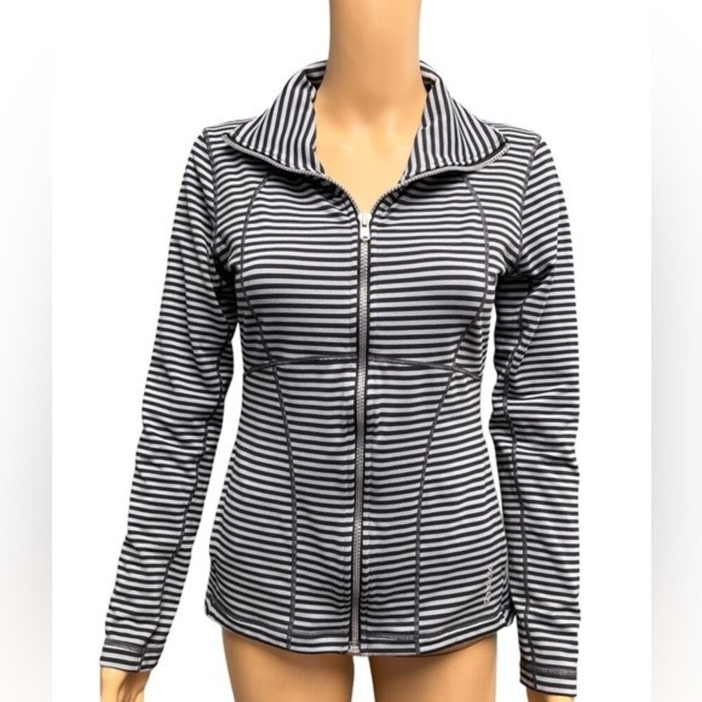 Reebok Women’s Striped Full Zip Pullover Size Small EUC